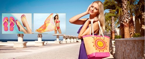 AVON плажна чанта, джапанки, парео